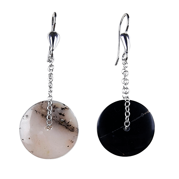 Peruvian Black Jade and Pink Opal Earrings Gemrock jewelry 3