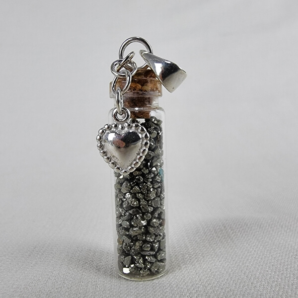 Pyrite mini-bottle pendant sterling silver ethical crystal jewelry Gemrock 02