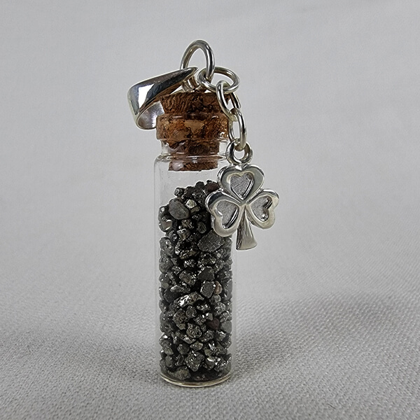 Pyrite mini-bottle pendant sterling silver ethical crystal jewelry Gemrock 03