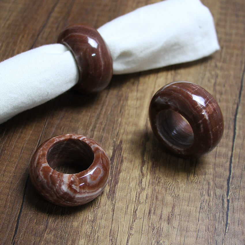 Red Aragonite napkin rings 1 ethical Crystals Gemrock