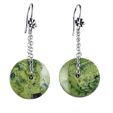 Serpentinite earrings ethical crystal jewelry Gemrock