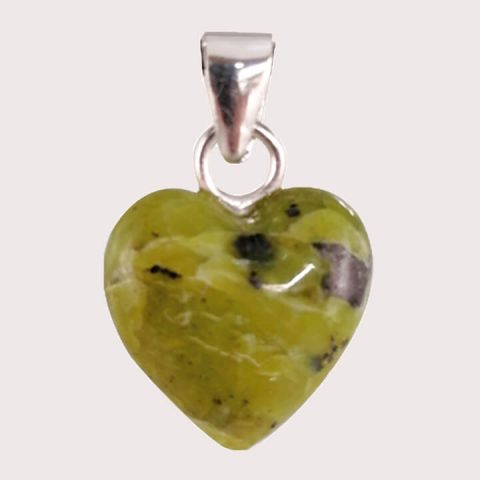 Serpentinite heart pendant ethical crystal jewelry Gemrock 2