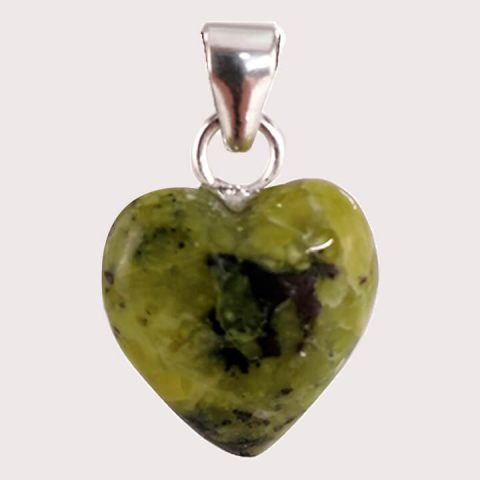 Serpentinite heart pendant ethical crystal jewelry Gemrock