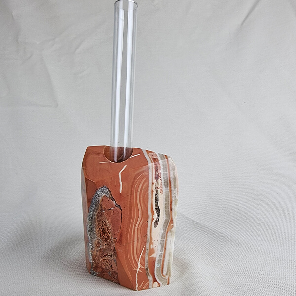 Tiger Aragonite flower vase ethical crystals Gemrock 01