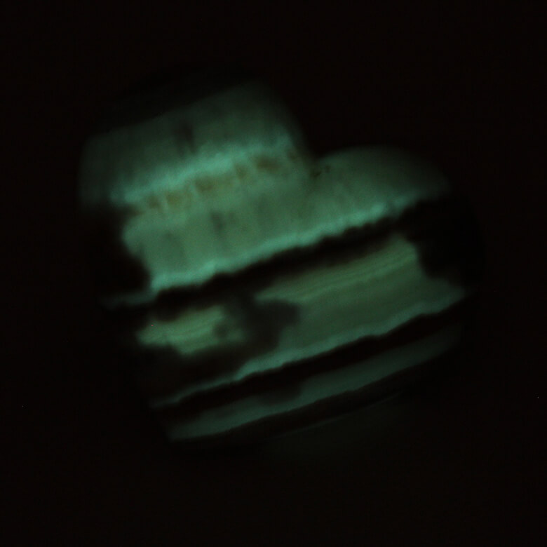 Tiger Aragonite heart ethical crystals Gemrock 03d phosphorescent
