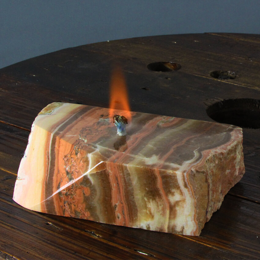 Tiger Aragonite oil lamp ethical crystals Gemrock 01