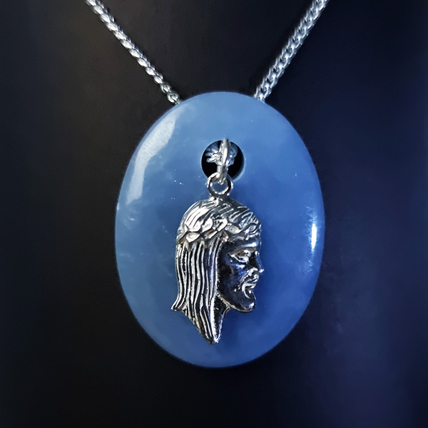 Top-quality Sterling silver Angelite Jesus Pendant Gemrock