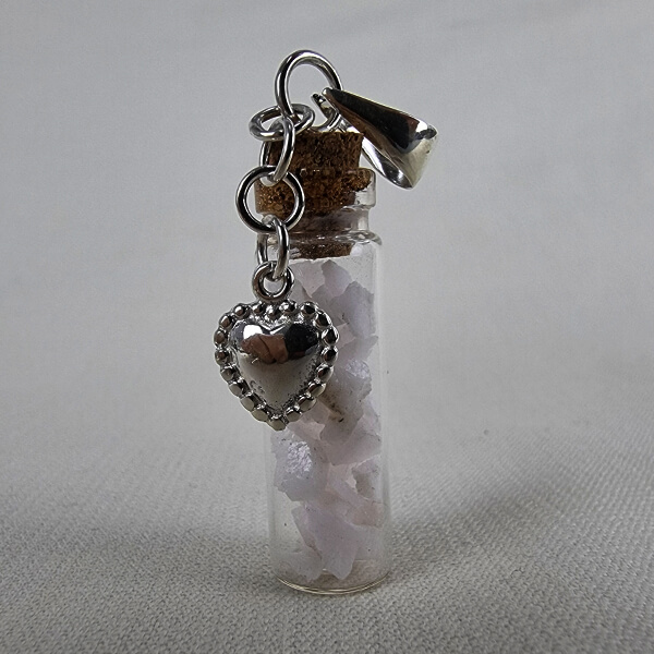 Manganocalcite Tiny gemstone-bottle pendants with sterling silver charms gemrock ethical crystal jewelry 2 Manganocalcite Tiny gemstone-bottle pendants with sterling silver charms gemrock ethical crystal jewelry 2