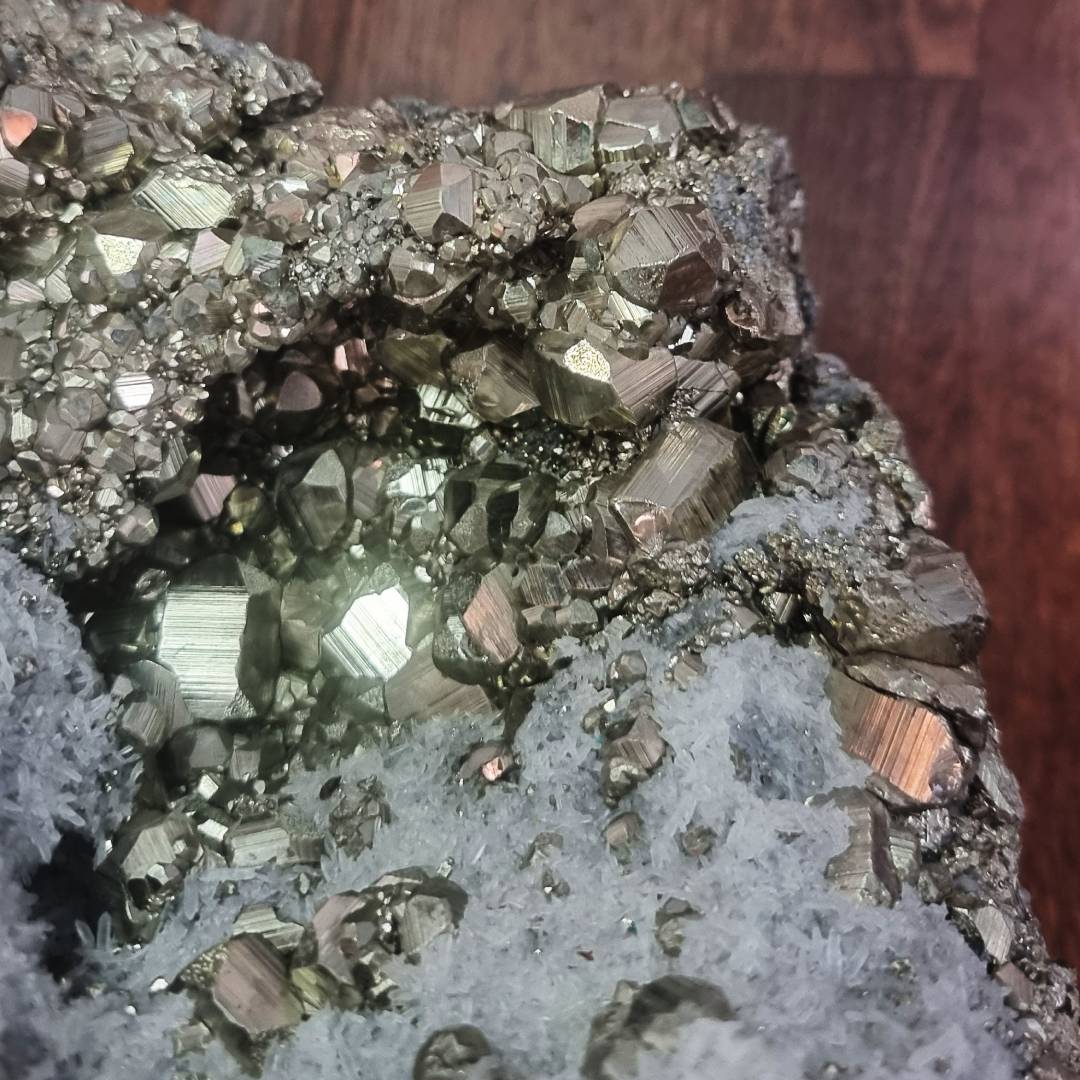 pyrotohedron pyrite crystals on quartz clearance sale offer