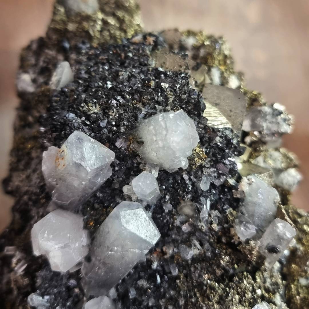 pyrite chalcopyrite quartz FLUORESCENT CALCITE sphalerite crystal cluster clearance sale offer