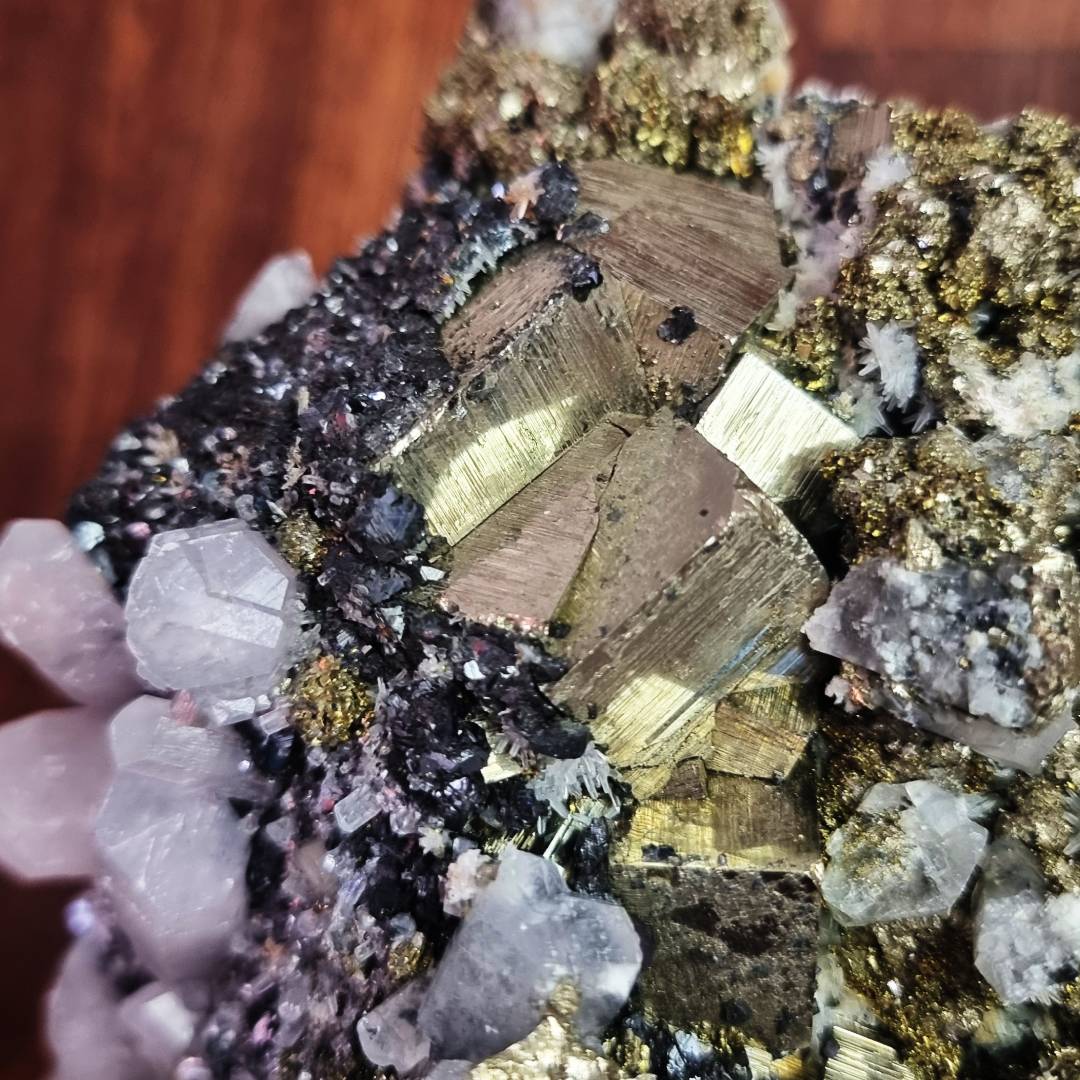 pyrite chalcopyrite quartz FLUORESCENT CALCITE sphalerite crystal cluster clearance sale offer