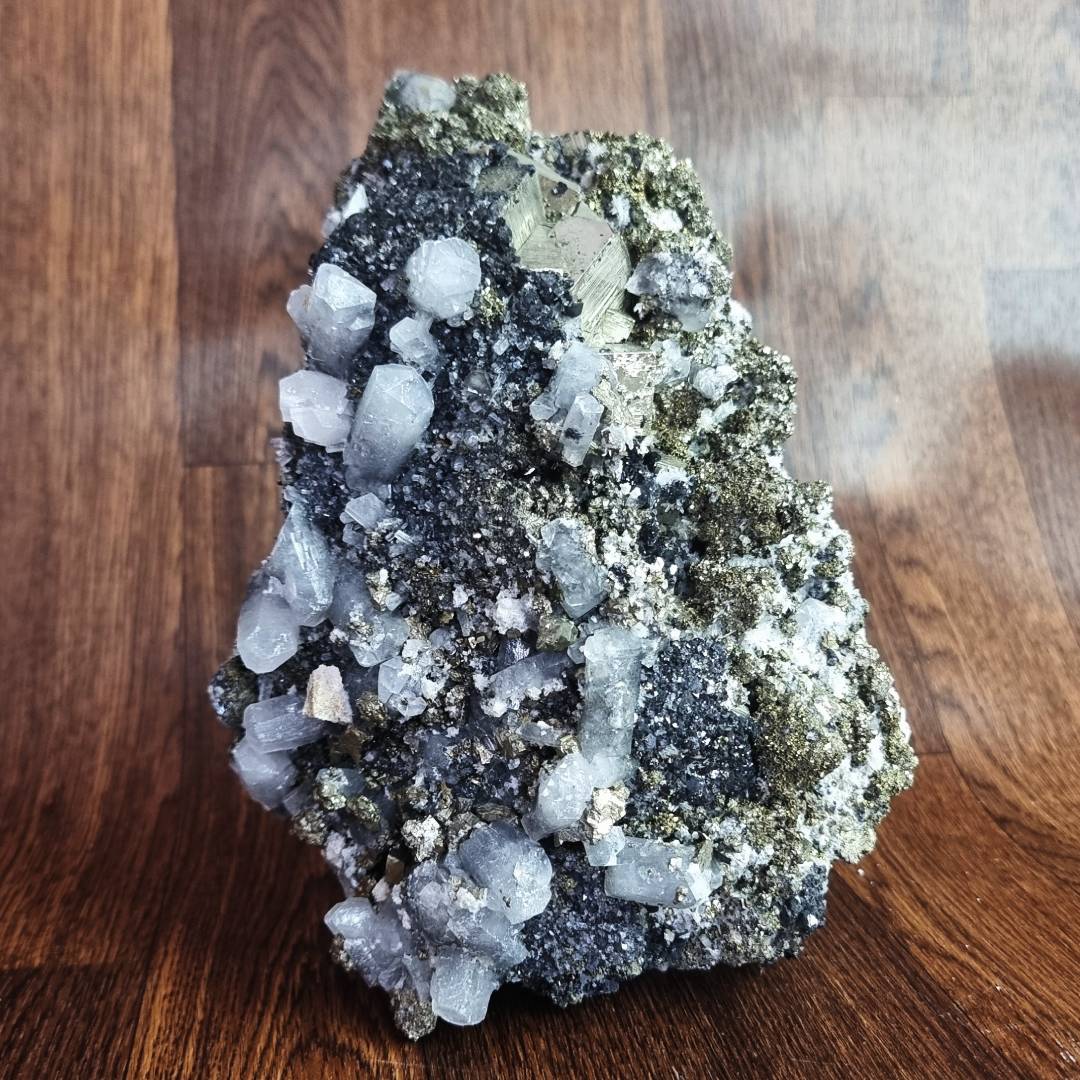 pyrite chalcopyrite quartz FLUORESCENT CALCITE sphalerite crystal cluster clearance sale offer