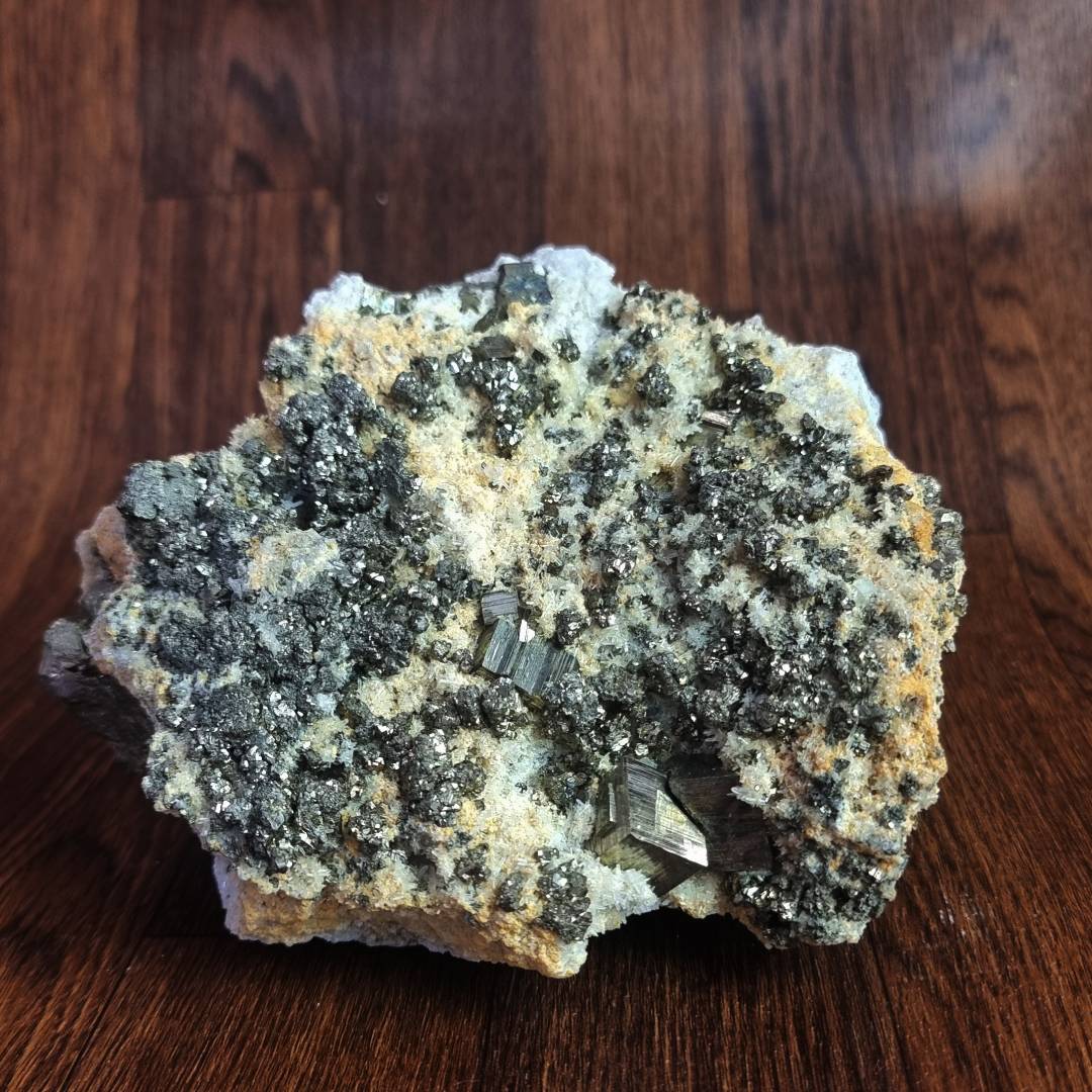 pyrite chalcopyrite quartz crystal cluster clearance sale offer