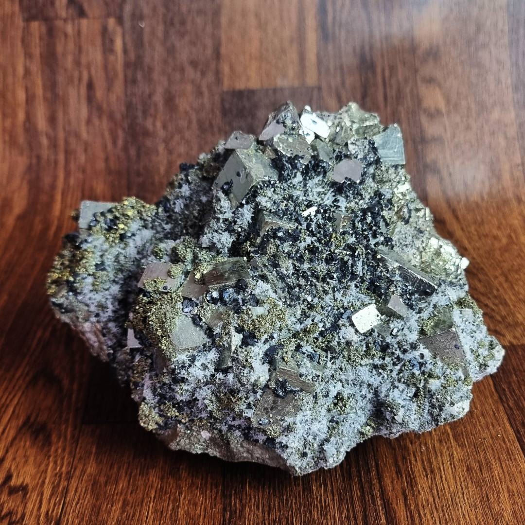 pyrite chalcopyrite sphalerite quartz crystal cluster clearance sale offer