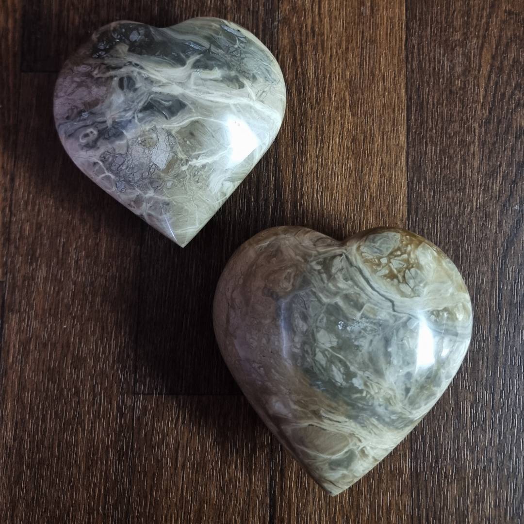 hand-made caramel calcite hearts clearance sale offer