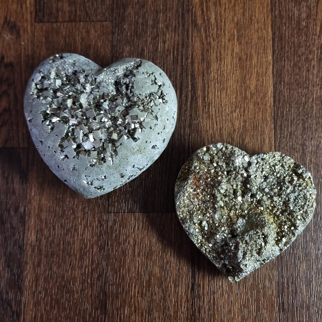 hand-made pyrite hearts clearance sale offer