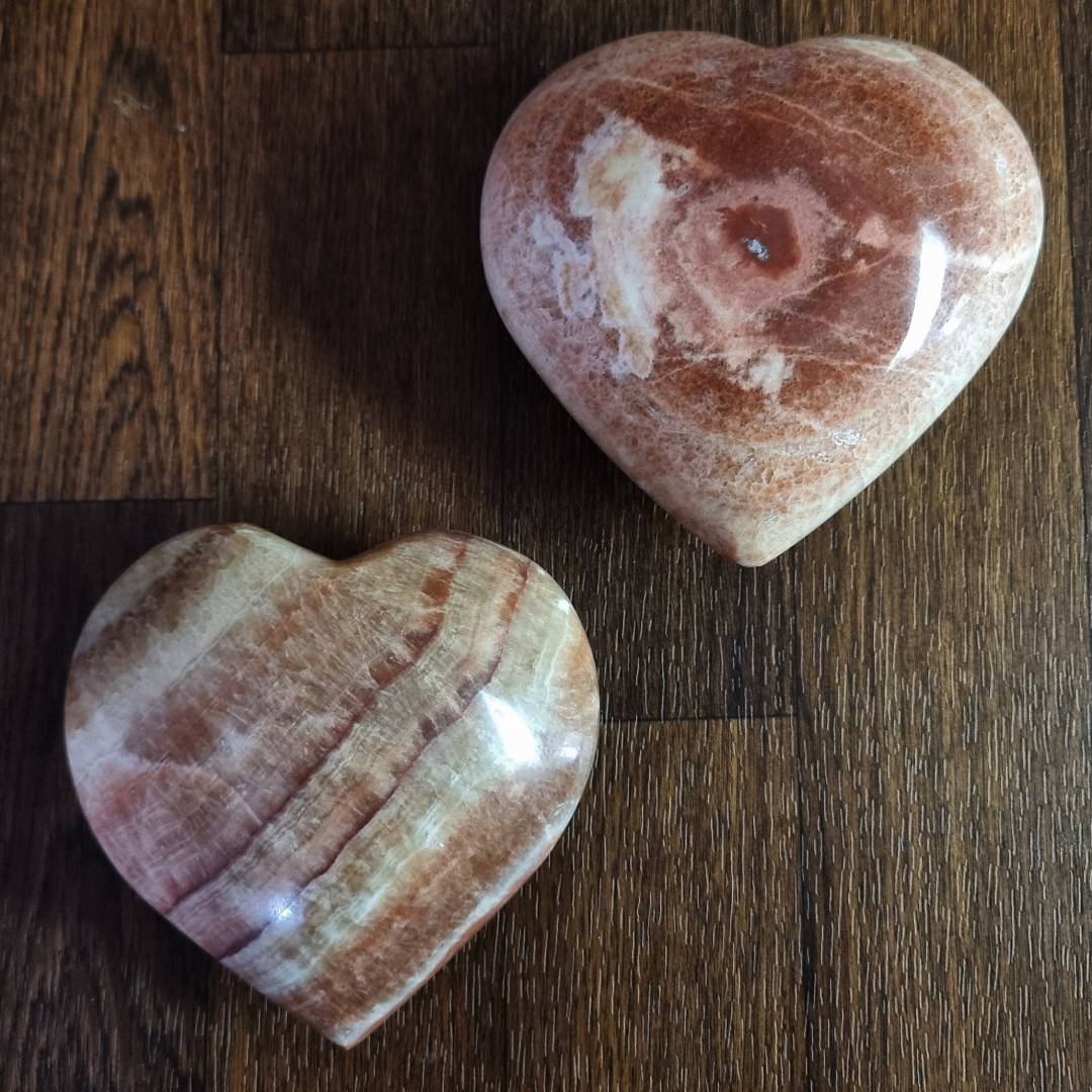 hand-made tiger aragonite hearts clearance sale offer