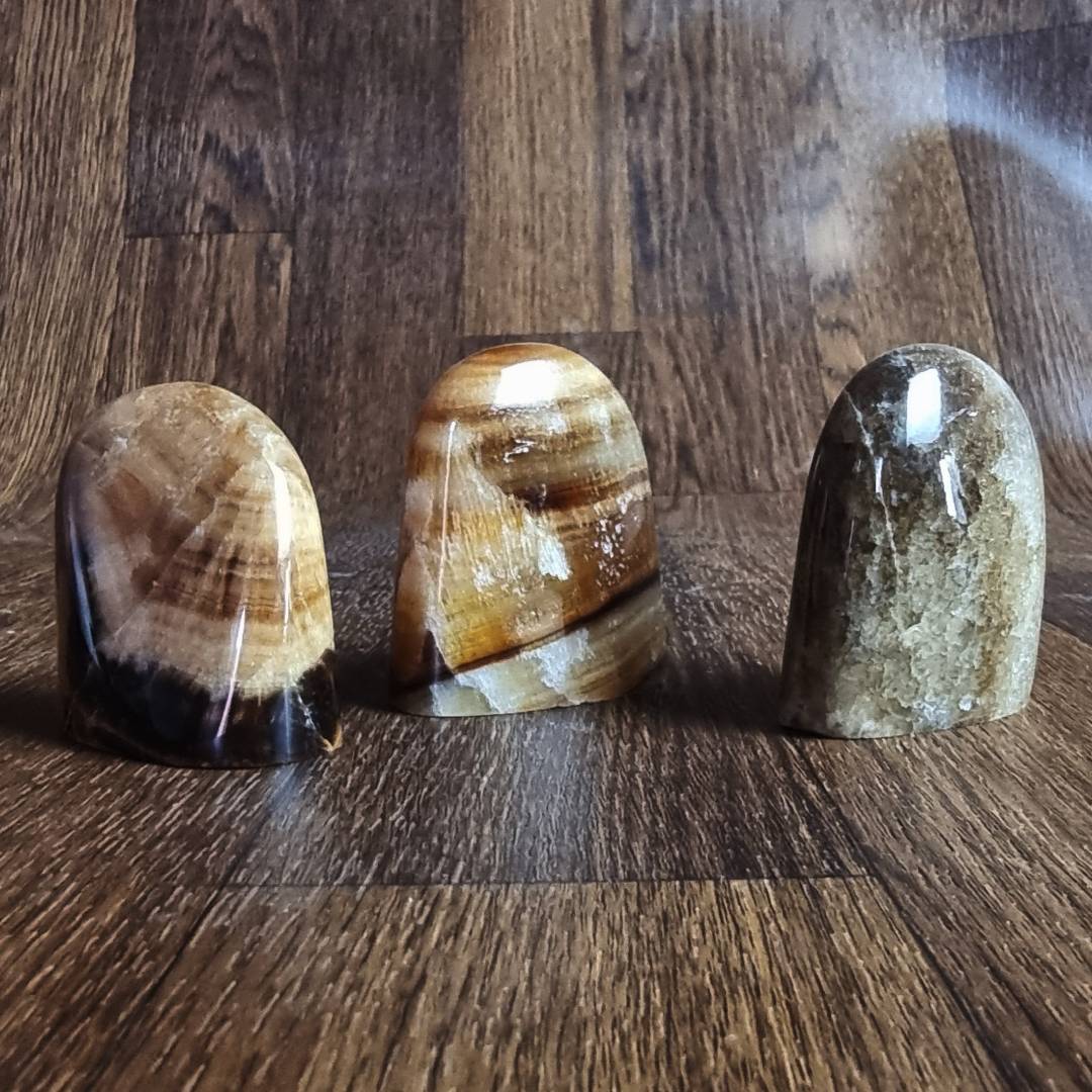 tongue-shaped chocolate calcite free-forms clearance sale offer