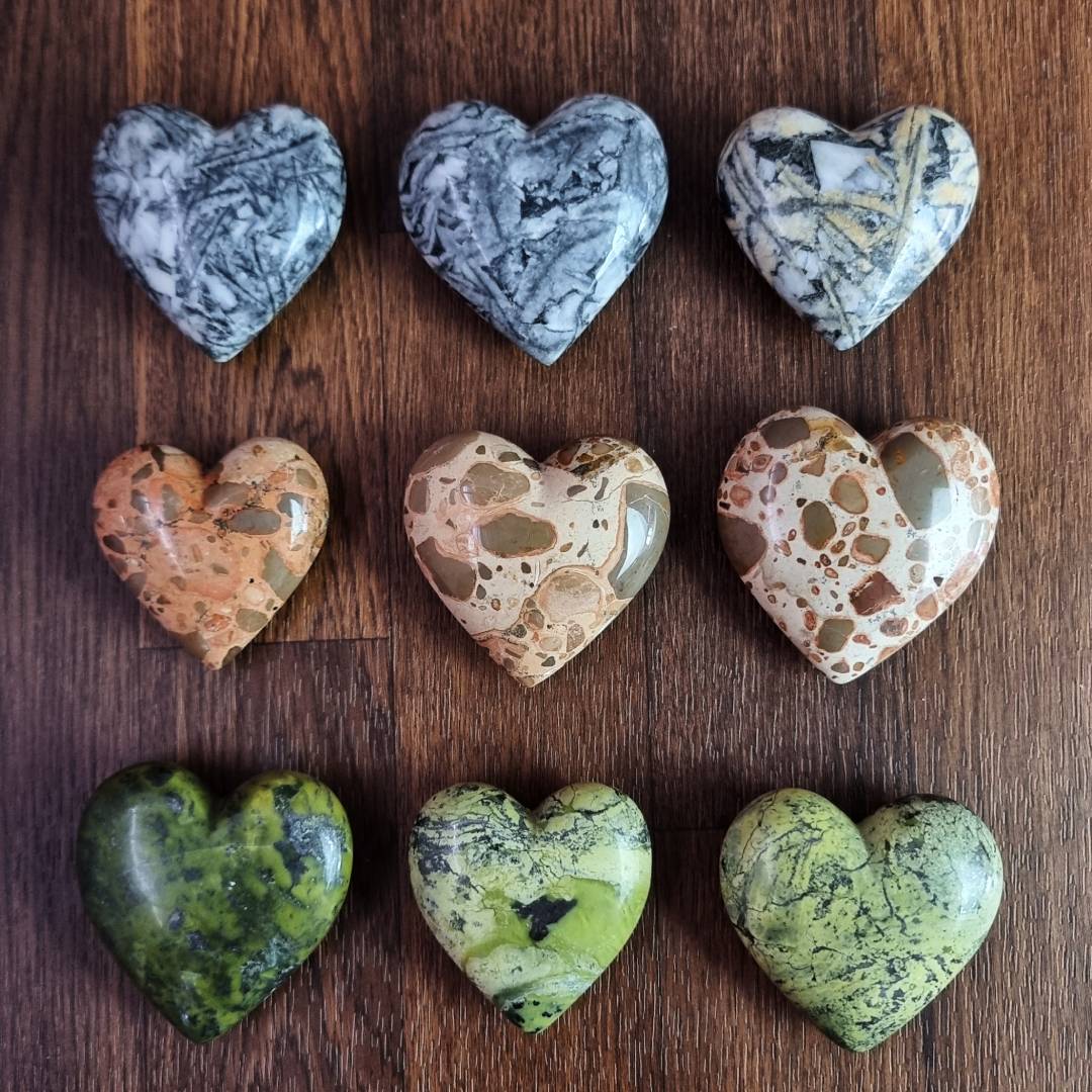 canadian pinolite leopardite serpentinite hearts clearance sale offer