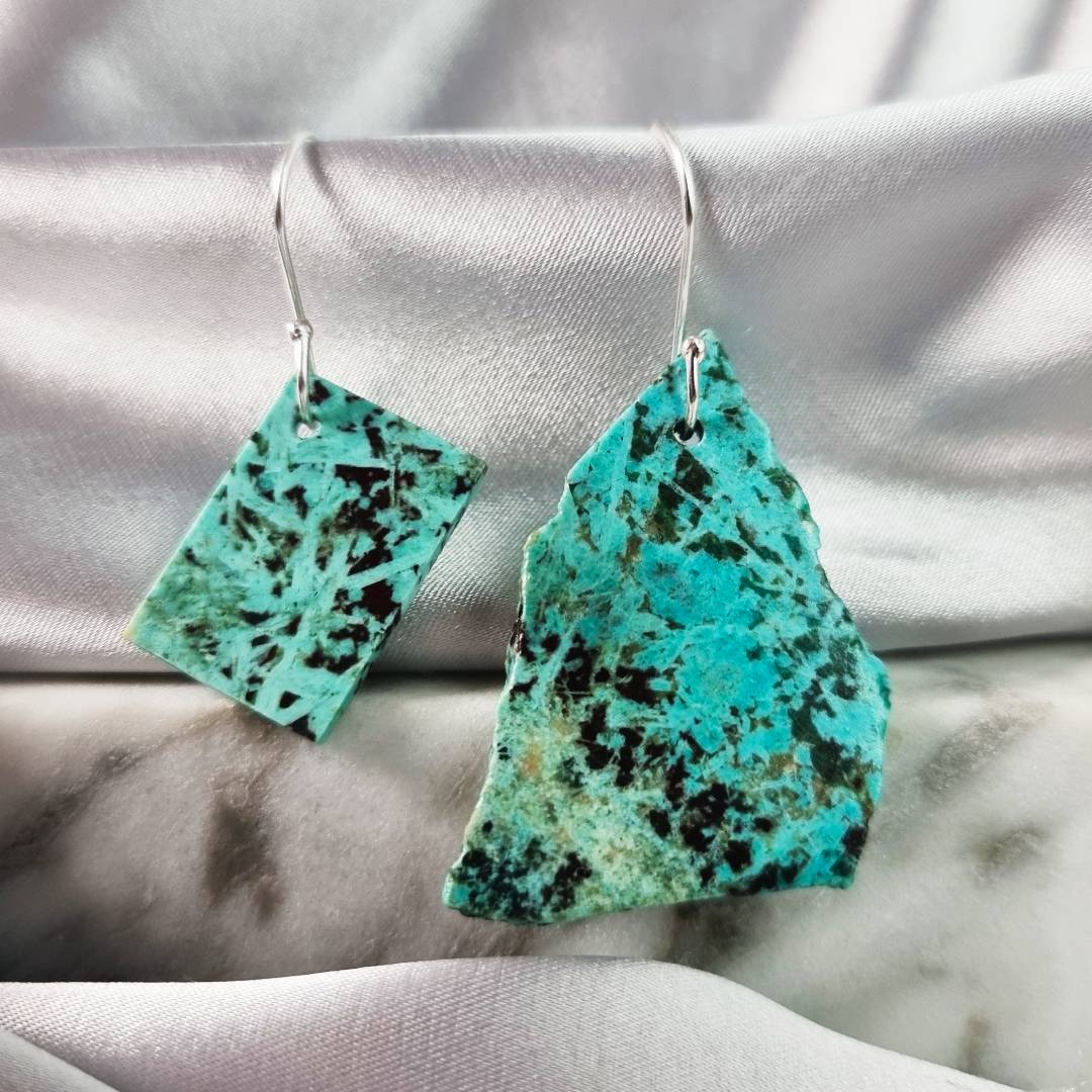 free form crystal earrings chrysocolla gemrock jewelry