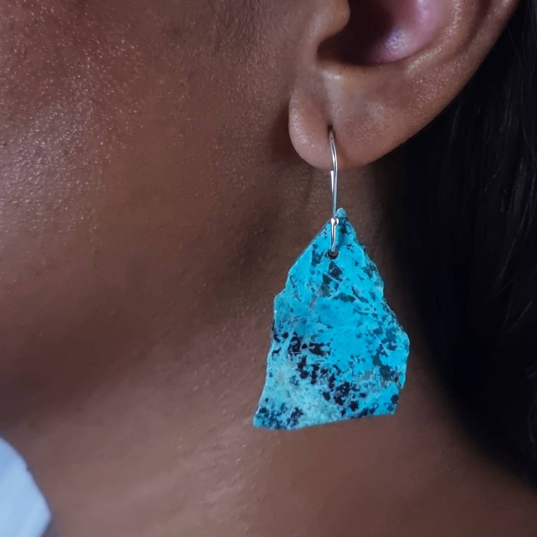 free form crystal earrings chrysocolla gemrock jewelry