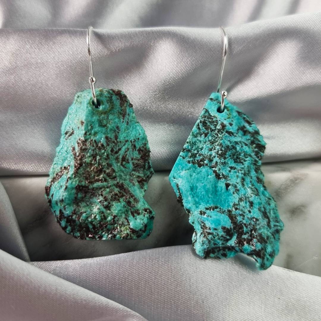 free form crystal earrings chrysocolla gemrock jewelry