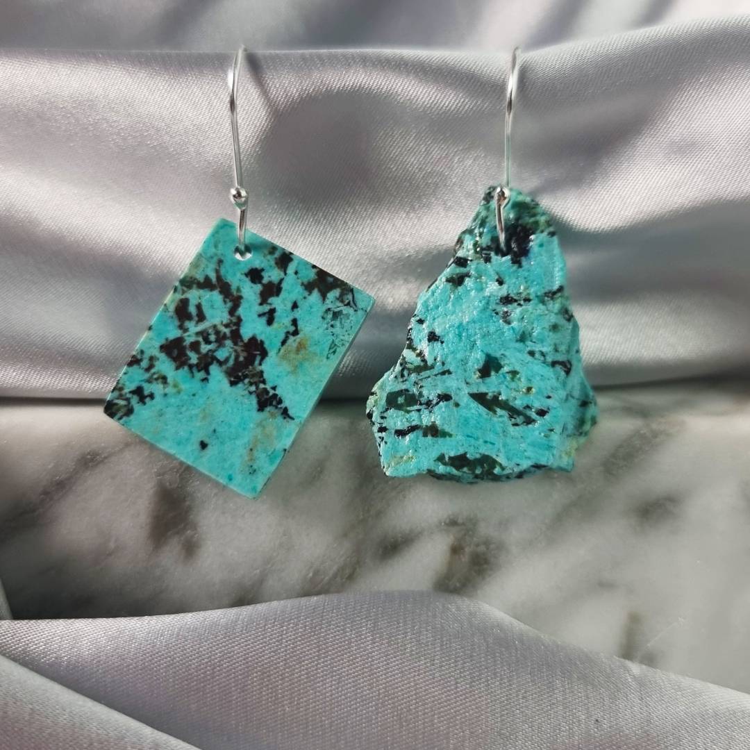 free form crystal earrings chrysocolla gemrock jewelry