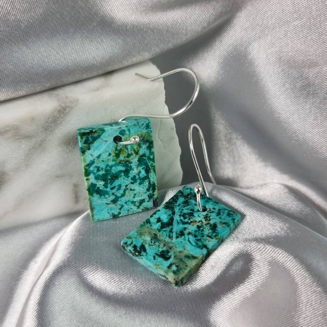 free form crystal earrings chrysocolla gemrock jewelry