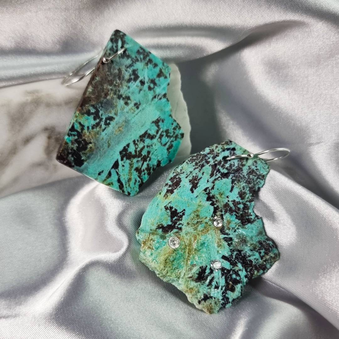 free form crystal earrings chrysocolla gemrock jewelry
