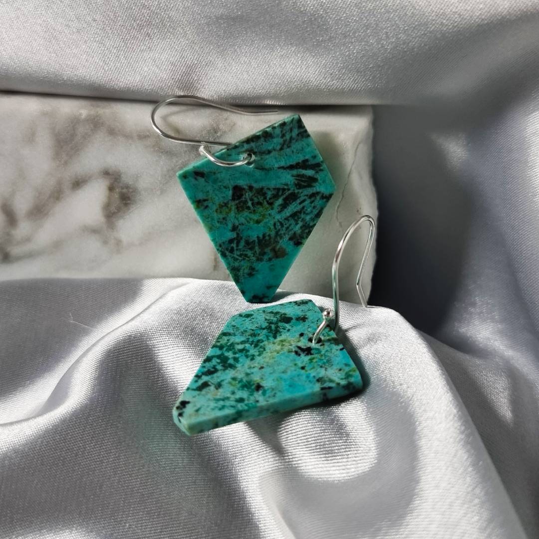 free form crystal earrings chrysocolla gemrock jewelry