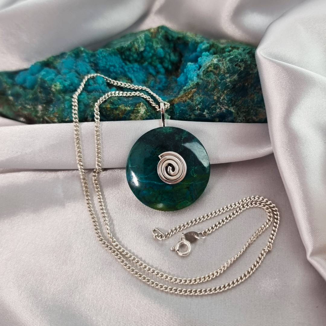 Chrysocolla donut pendant Gemrock jewelry