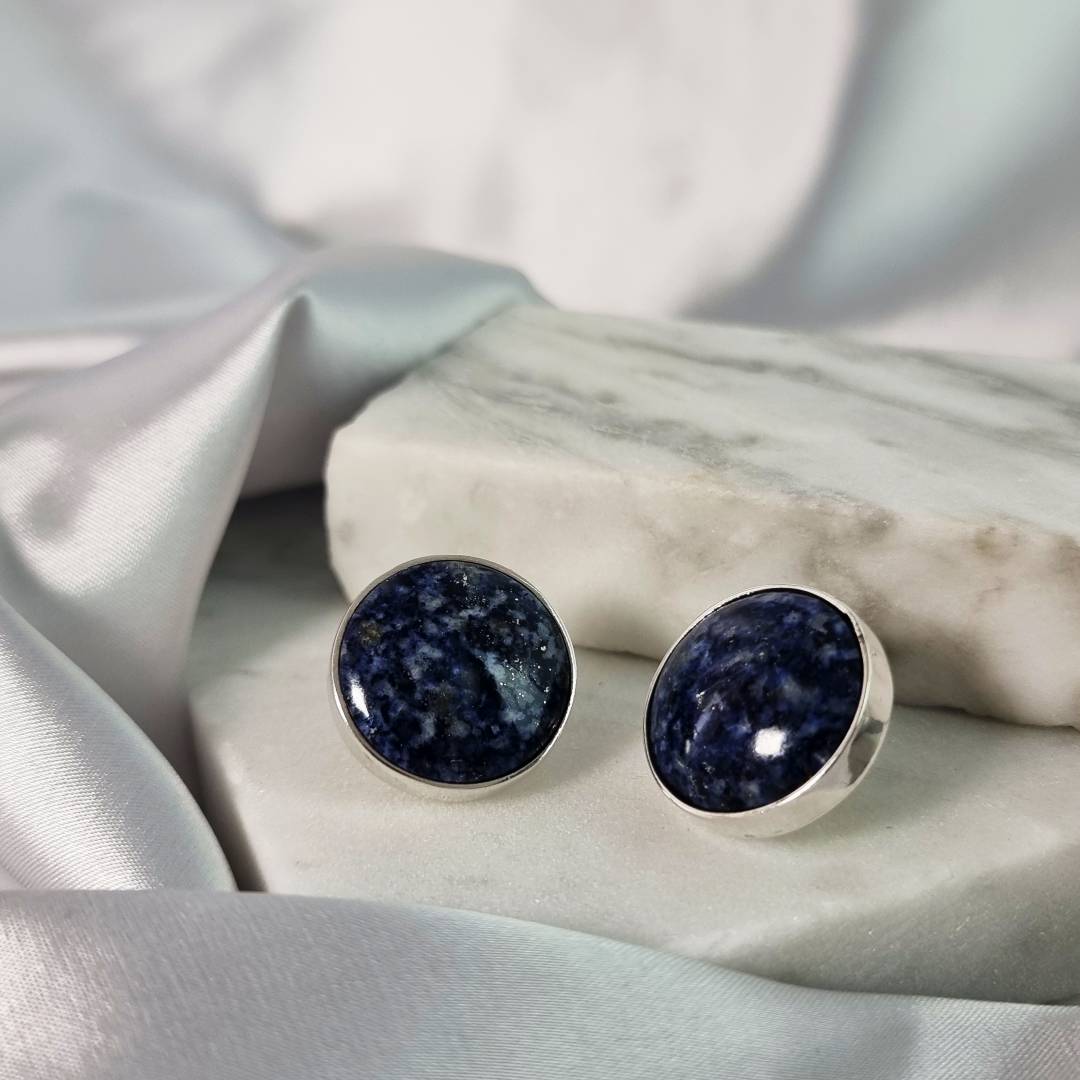 Earrings Jumbo pins Lapis lazuli Sterling silver gemrock jewelry