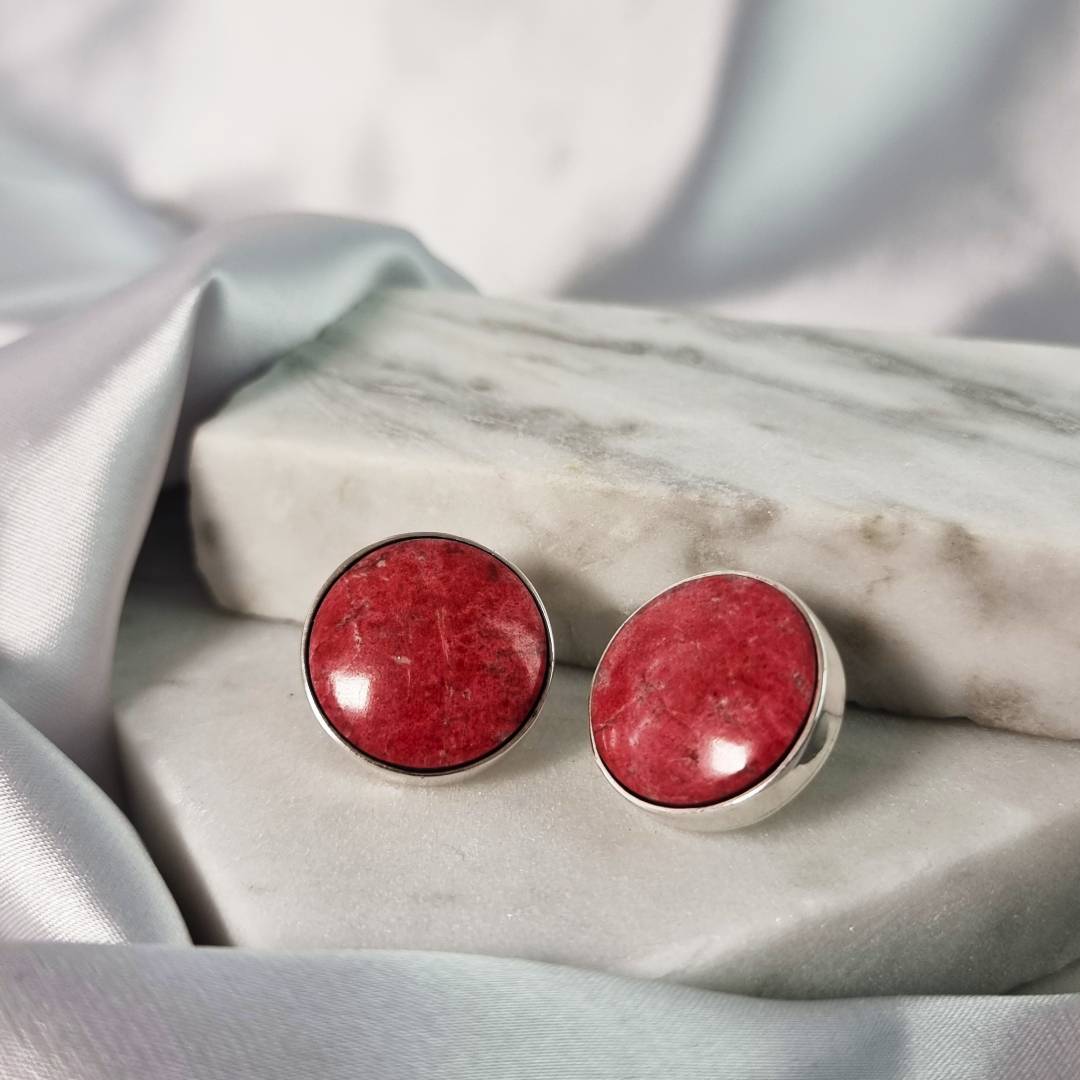 Earrings Jumbo pins Thulite Sterling silver gemrock jewelry